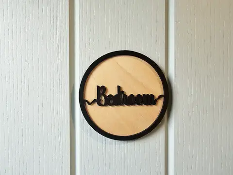Bedroom Door Sign Decorative Wooden Plaque Elegant Engraved Round Design