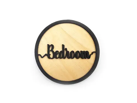 Bedroom Door Sign Decorative Wooden Plaque Elegant Engraved Round Design