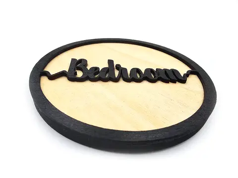 Bedroom Door Sign Decorative Wooden Plaque Elegant Engraved Round Design