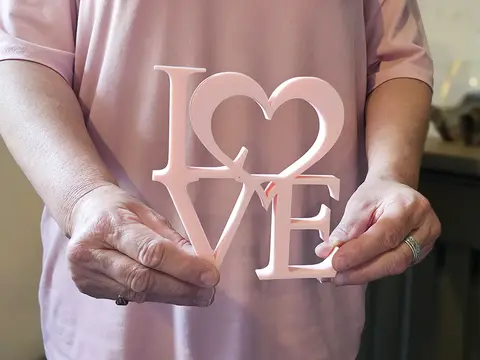 Square Love Sign with a Heart Ornament