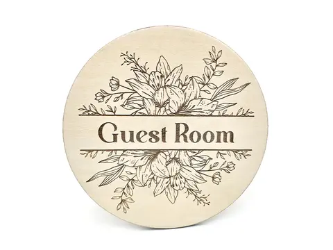 Guest Room Bedroom Door Sign Decorative Wooden Plaque Elegant Engraved Round Design
