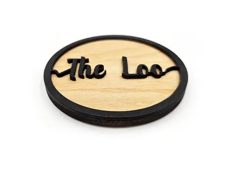 The Loo Door Sign Decorative Wooden Plaque Elegant Round Design