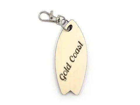 Novelty Surfing Turtle Themed Surfboard Shaped Wooden Keyring