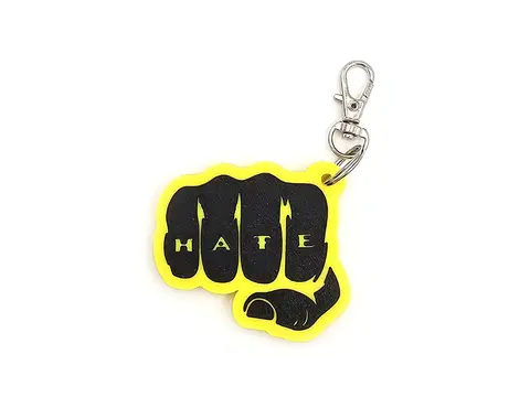 Fist Shaped Keyring with Hate Tattoo