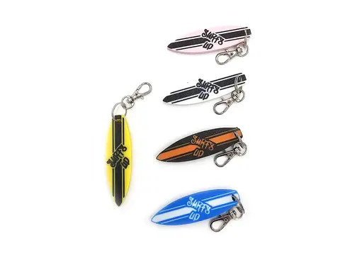 Surfboard Keyring Surfs Up Stripes Bag Tag Charm