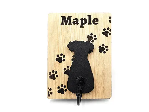 Custom Dog Lead Holder Wall Mounted Engraved With Dog Paws and Name Personalised Gift Ideas
