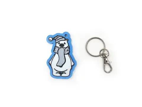 Baby Polar Bear in Hat & Scarf Keyring Novelty Bag Tag Charm