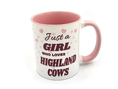 Highland Cow in a Bath Mug 11oz Pink and White