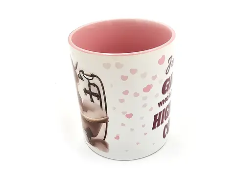 Highland Cow in a Bath Mug 11oz Pink and White