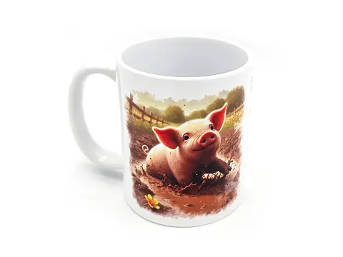 Happy as a Pig in Shit Mug Funny Rude 11oz White
