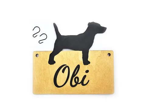 Jack Russell Cage Sign Personalised With Pets Bed Name Plaque