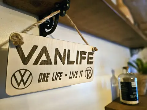 Vanlife Decorative Sign | Plaque with VW and T6 Logo