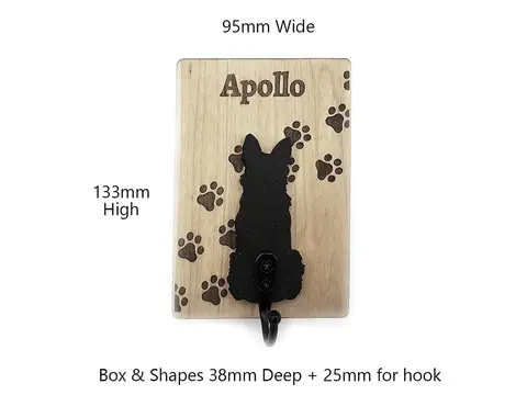 Custom Big Dog Lead Holder Wall Mounted Engraved With Dog Paws and Name Personalised Gift Ideas