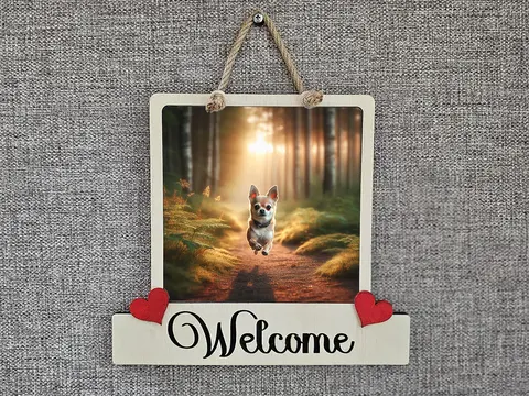 Chihuahua Welcome Sign Modern Design With Colourful Picture