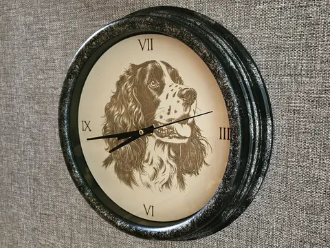 Wall Clock With Engraved Dog Image - Suitable For Outdoor Use