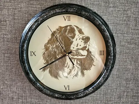 Wall Clock With Engraved Dog Image - Suitable For Outdoor Use