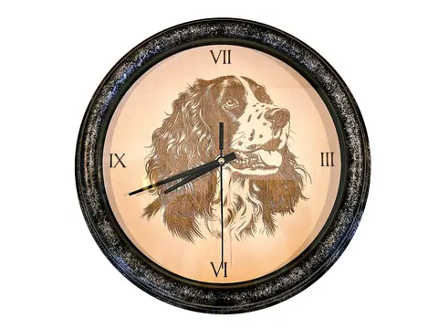 Wall Clock With Engraved Dog Image - Suitable For Outdoor Use