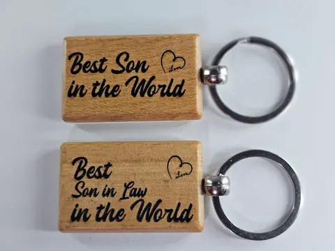 Best Son / Son in Law in the World wooden Keyring high quality engraved