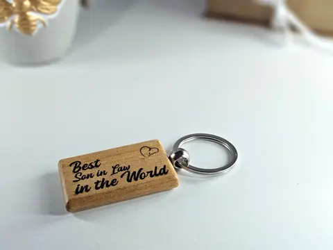 Best Son / Son in Law in the World wooden Keyring high quality engraved