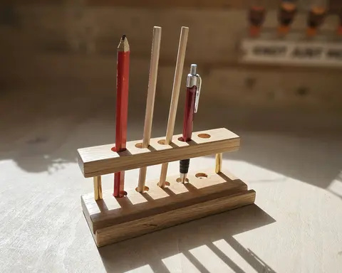 Handmade Solid Oak Desk Organiser Pen and Phone Holder