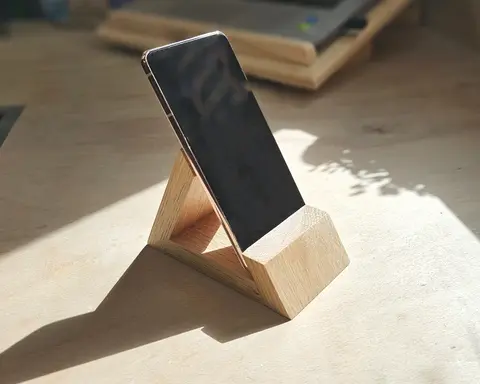 Handmade Solid Oak Phone Holder Triangle