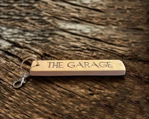 Solid Oak Personalised Keyring, Large Rectangular Shaped Handmade Gift From Reclaimed Wood