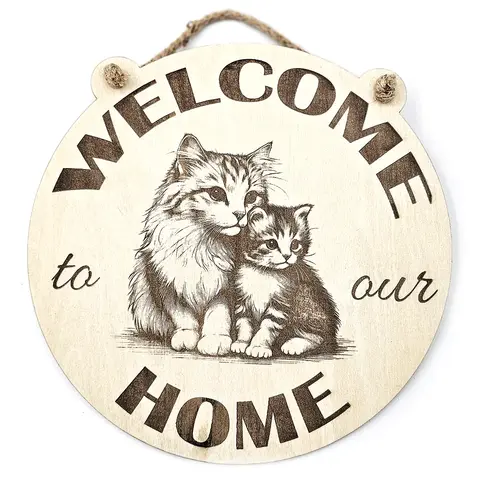 Welcome to our Home Cat and Kitten Decorative Sign