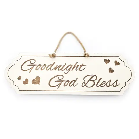 Goodnight God Bless Decorative Hand Painted Sign | Plaque with Hearts