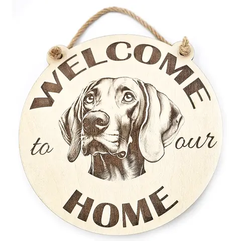 Welcome To Our Home Weimaraner Hanging Wall Door Porch Plaque / Sign