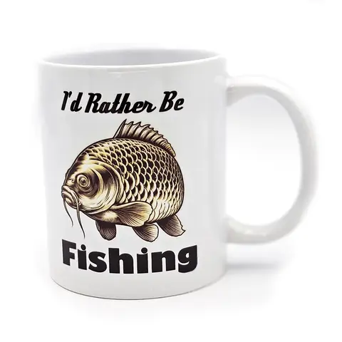 Id Rather Be Fishing Mug White With No1 Fisherman and Best Dad in the World on Rear