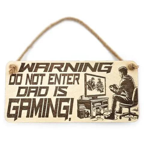 Dad Gamer Plaque WARNING Do Not Enter Dads GAMING Personalised Dad Gift
