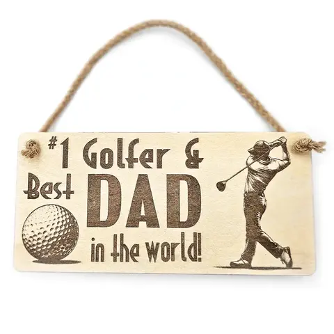 No1 Golfer and Best Dad in the World Plaque Decorative Wooden Sign