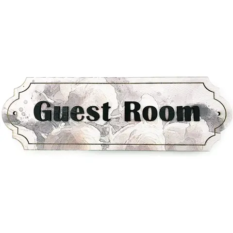 Guest Room Deluxe Decorative Decoupaged Door Sign With Raised Lettering Handmade