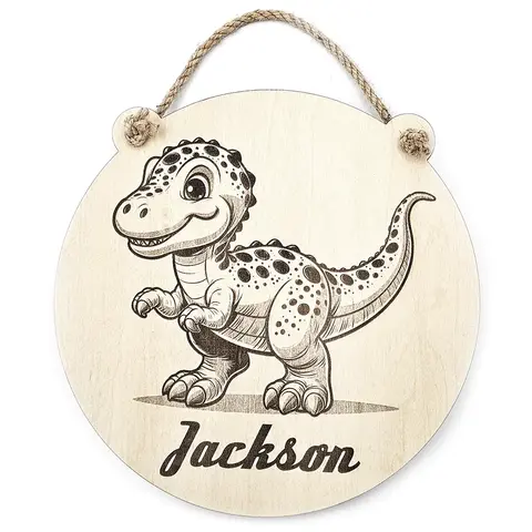 Young Dinosaur Childrens Bedroom Name Sign | Personalised Gift For Your Baby Toddler