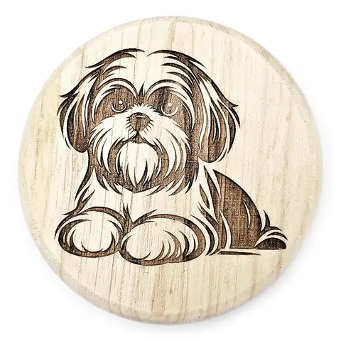 Shih Tzu Solid Wooden Round Coaster