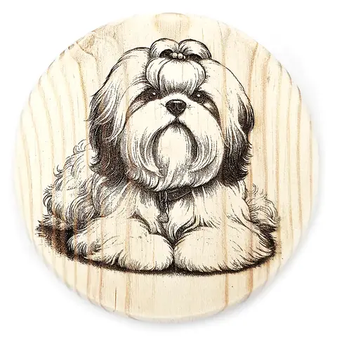 Coton Tzu Round Wooden Coaster Gift Ideas for Pet Dog Owners