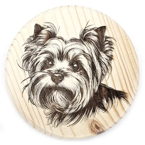 Yorkie Round Wooden Coaster Gift Ideas for Pet Dog Owners