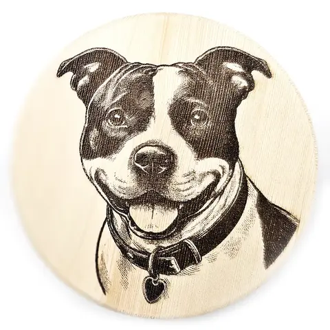 Staffy Round Wooden Coaster Gift Ideas for Pet Dog Owners