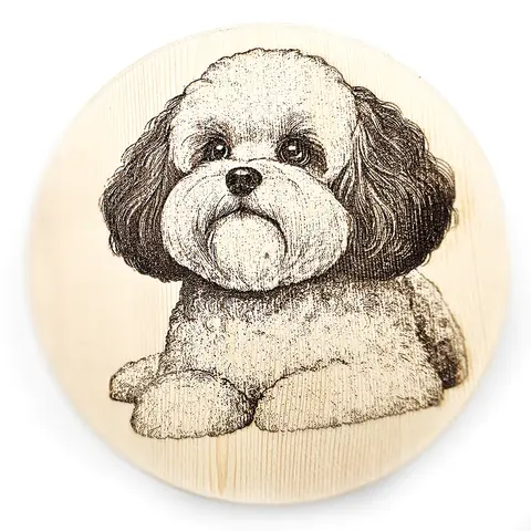 Shihpoo Round Wooden Coaster Gift Ideas for Pet Dog Owners