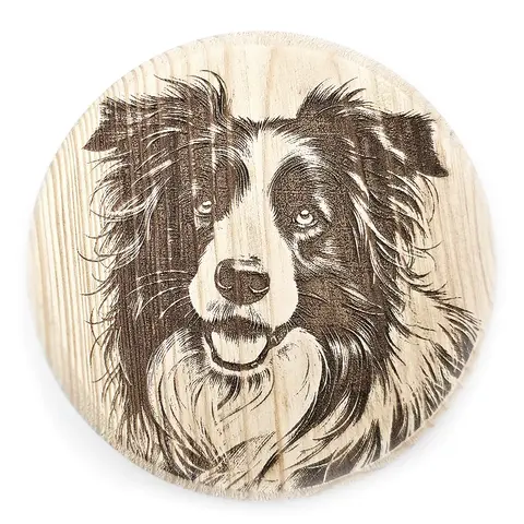Border Collie Round Wooden Coaster Gift Ideas for Pet Dog Owners