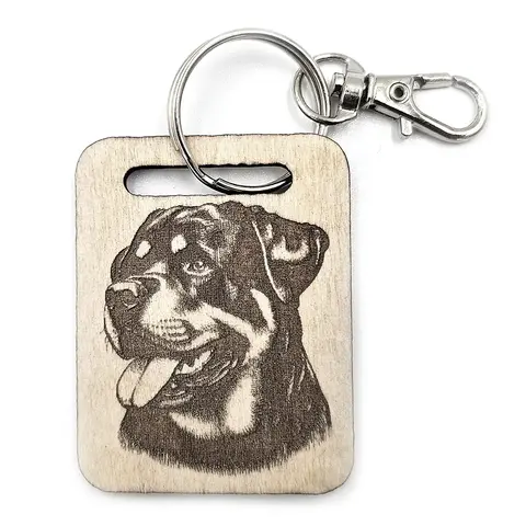 Personalised Rottweiler Wooden Keyring with Split Ring | Rottie