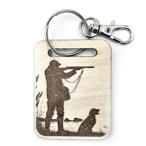Personalised Hunting Scene Wooden Keyring with Split Ring | Shooting