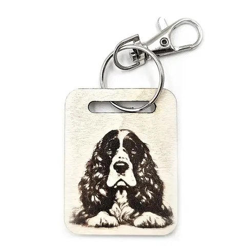 Cocker | Springer Spaniel Wooden Keyring with Split Ring and Chain