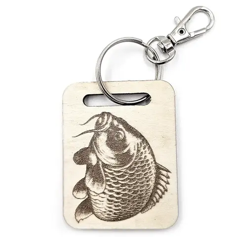 Personalised Carp Fishing Wooden Keyring with Split Ring | Angler