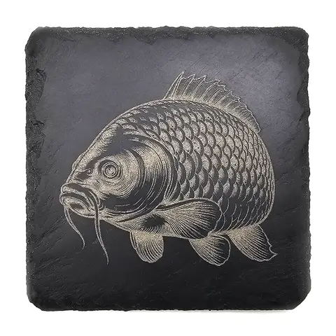 Carp Fishing Square Slate Coaster Gift Ideas For Fishermen | Anglers