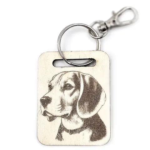 Personalised Beagle Wooden Keyring with Split Ring