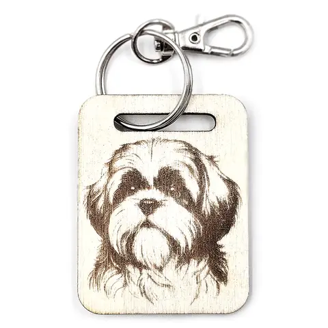 Personalised Shih Tzu Wooden Keyring with Split Ring