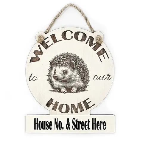 Personalised Welcome to our Home Hedgehog Plaque Decorative Sign