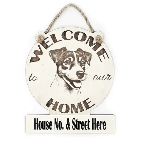Personalised Welcome to our Home Jack Russell Plaque Decorative Sign