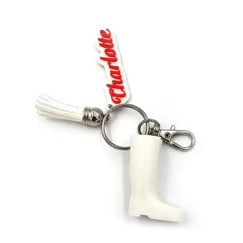 Welly Boot Gardening Themed Keyring with Tassle and clasp